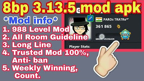 8 BALL POOL 3.13.5 MOD || 8BP 988 LEVEL MOD + EXTRENED GUIDELINE + ALL ROOM GUIDELINE MOD ||