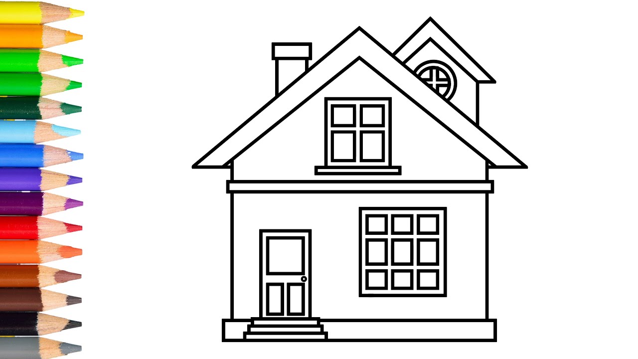 How to draw HD small house drawing || Learn step by step drawing a ...