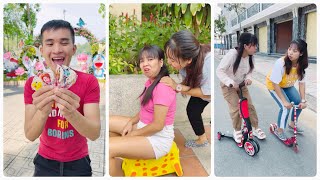 LNS - Noob Car vs Pro Scooter vs Hacker Candy 🚘🛴🍭 Linh Nhi Su Hao #shorts by LNS vs SH Funny TikTok