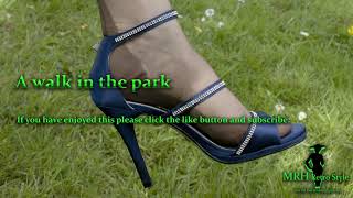 Mary in walking in the park. In vintage stockings.