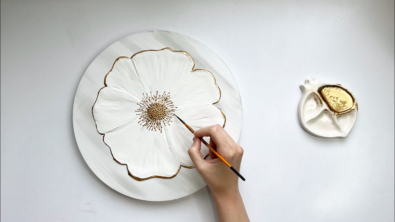 Easy textured flower painting tutorial - Abstract acrylic painting for ...