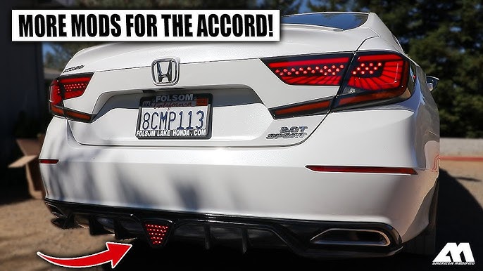 NINTE Rear Diffuser For 2018-2022 Honda Accord ABS Rear Bumper Lip W/LED Brake L