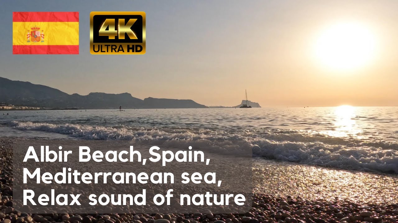 Albir Beach, Spain, Mediterranean Sea, relax sound, filmed in 4k with GoPro 10.