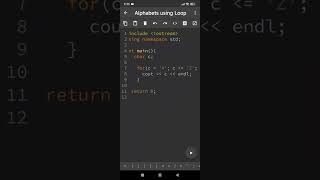 Alphabets in for Loop: C++ screenshot 4