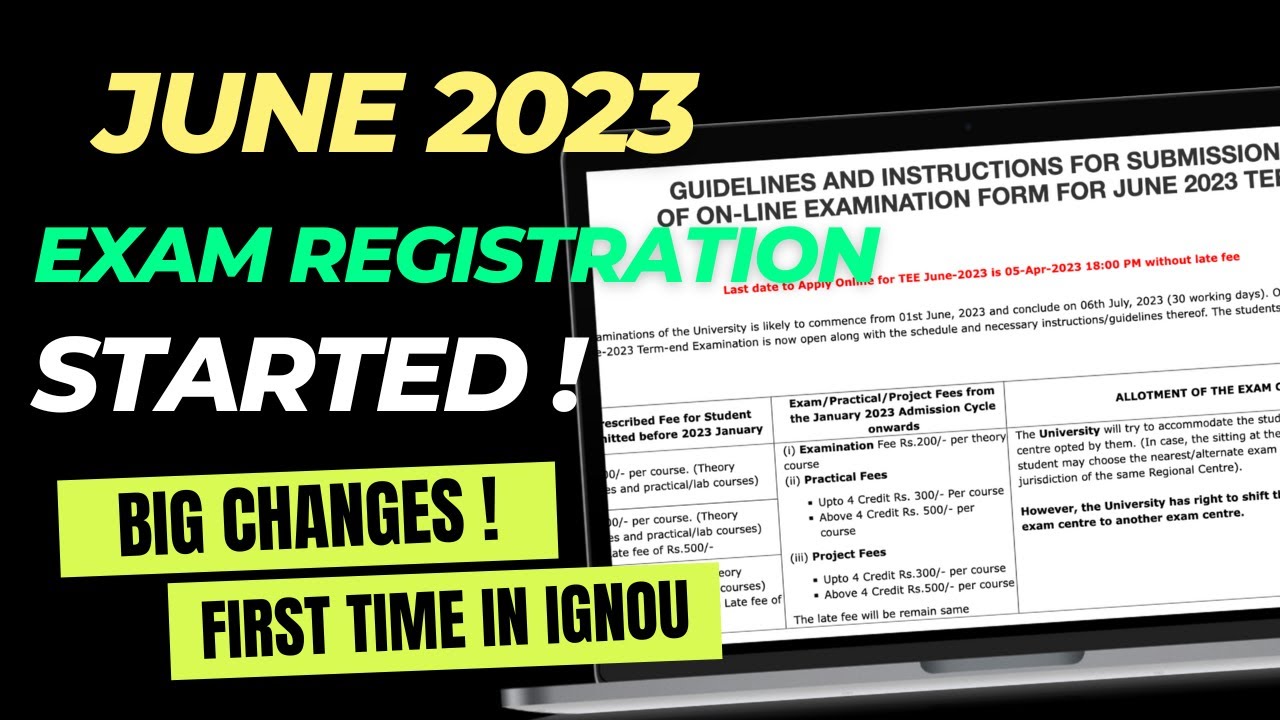 IGNOU June 2023 Exam Registration STARTED | BIG CHANGES