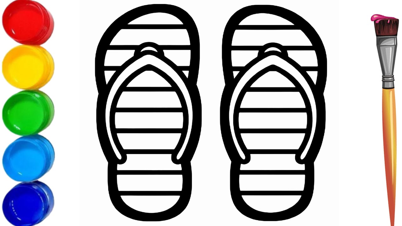 Flip Flop Shoes Drawing | चप्पल का चित्र कैसे बनाएं | Painting ...