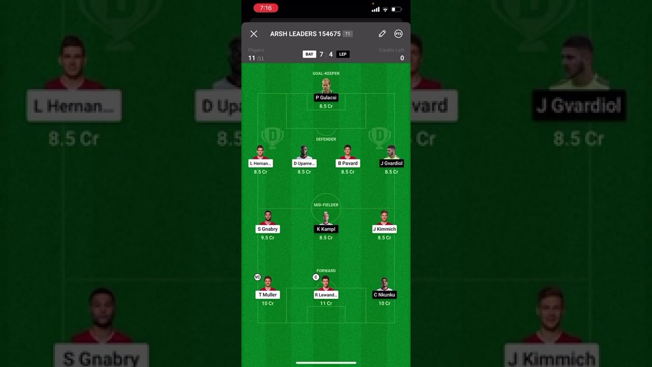 BAY vs LEP Dream11 Team | Fantasy Football Tips | Bayern Munich vs RB Leipzig | Bundesliga