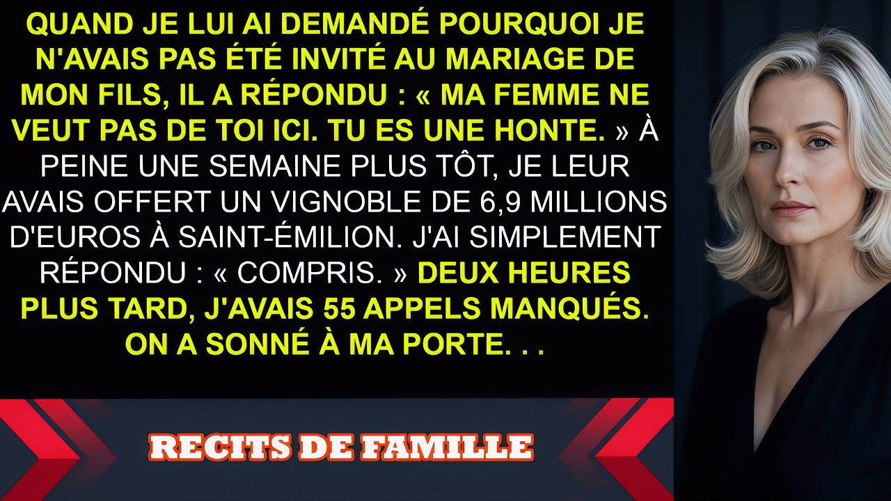 « Ta femme ne veut pas de toi à mon mariage, elle a honte de toi. » Mon fils m’a dit ça au téléphone, un mardi matin, pendant que je préparais mon café. Une semaine plus tôt, je venais de leur...