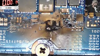 Dell laptop exploded capacitors and burned layers  this was a tricky one