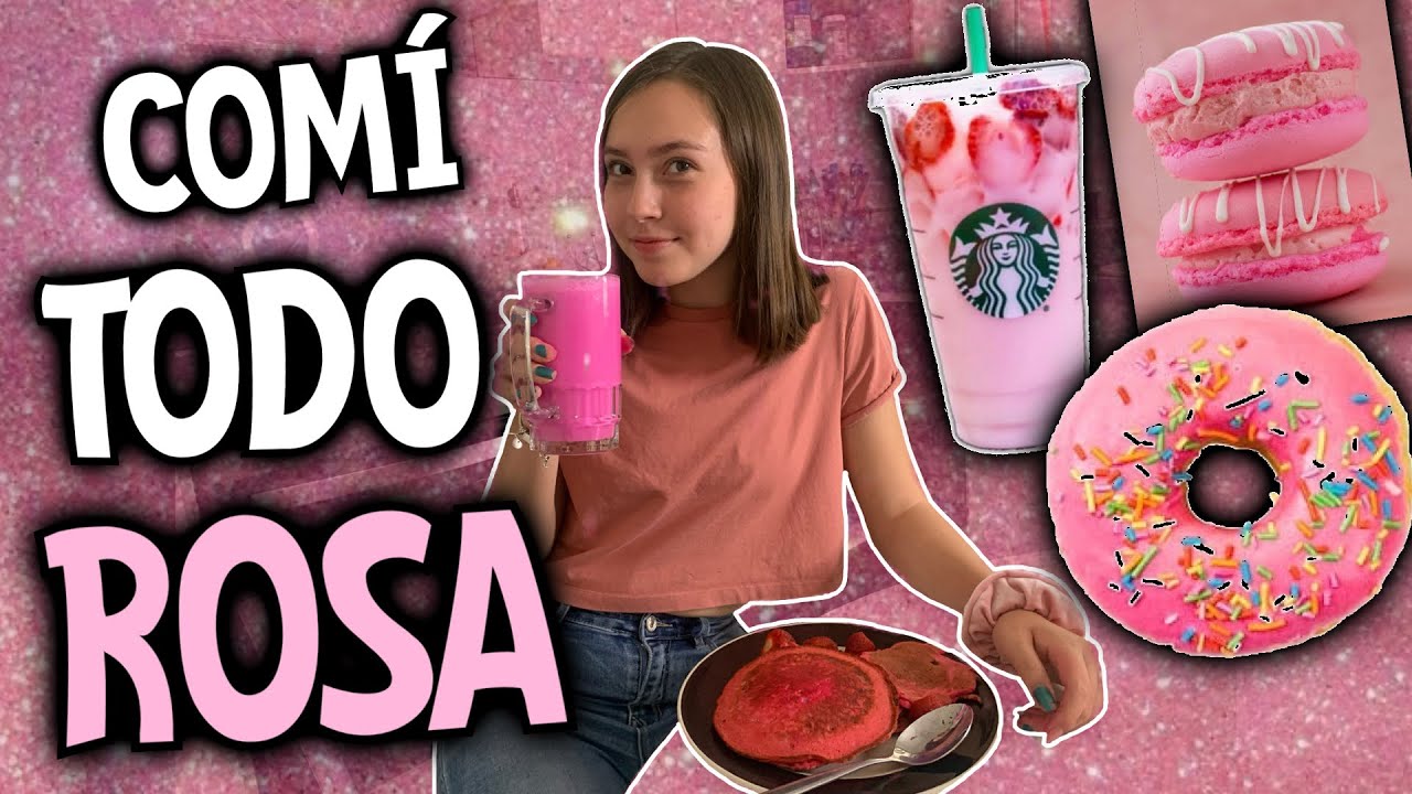 24 HORAS COMIENDO ROSA 😳💗- Evelyn Rangel