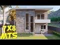 Casa DUPLEX 7X8m con 3 dormitorios / 7x8 House Plans