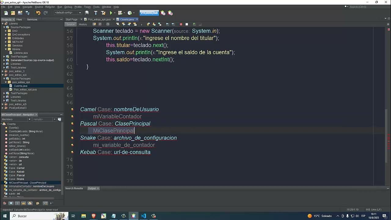 Tipos de notación de variables programación, Camel Case, Pascal Case, Snake Case y Kebab Case