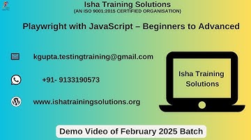 Playwright with JavaScript  Demo On 3rd Feb 2025 Pls call /whatsapp us on +91-9133190573 to enroll