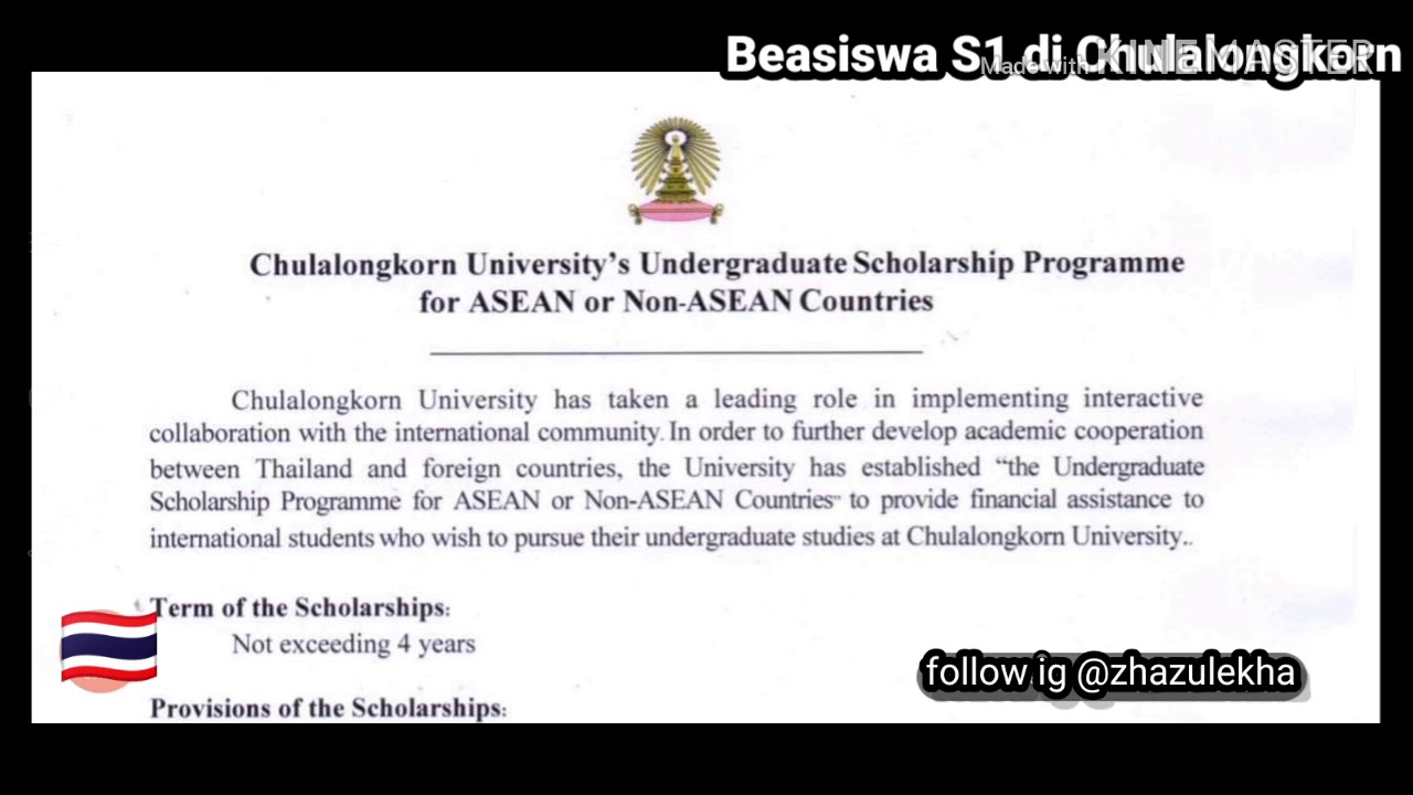 Syarat Dan Cara Daftar Beasiswa S1 Bachelor Degree Di Chulalongkorn