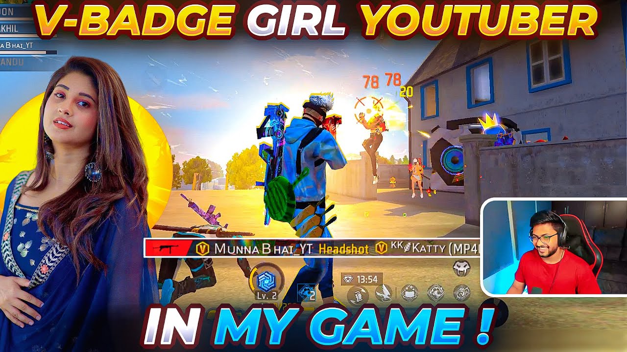 Hindi V-Badge Girl Youtuber In My Game 🤩 - Free Fire Telugu - MBG ARMY