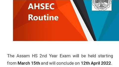 AHSEC HS   Final Exam Routine 2022
