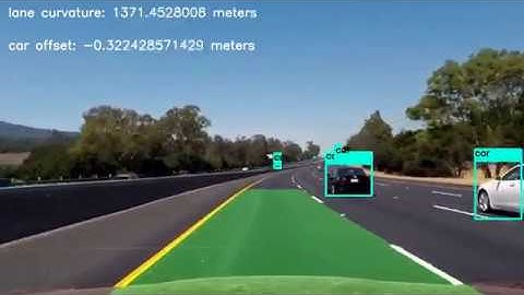 opencv lane detection with yolov3 vehicle detection