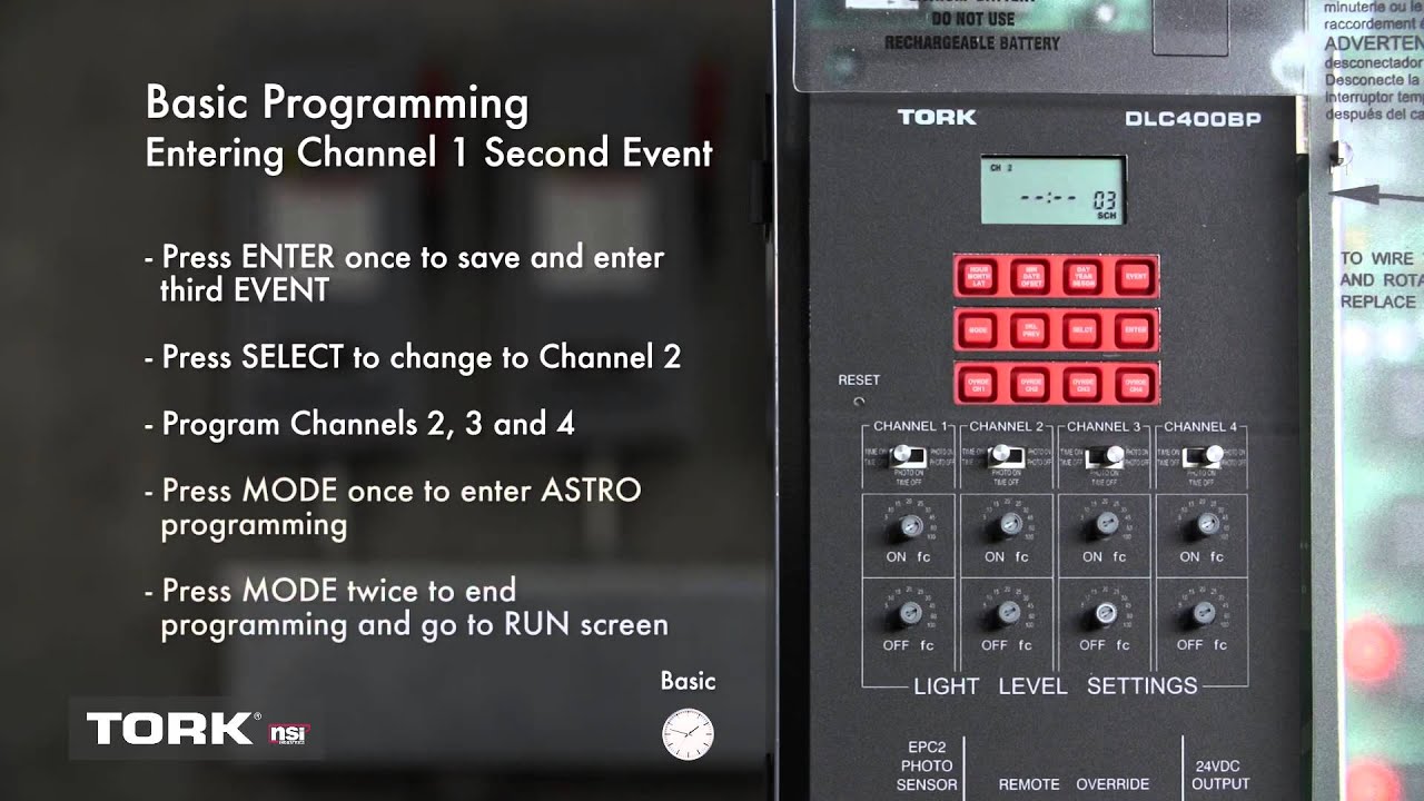 Tork DLC400BP Basic Programming - YouTube