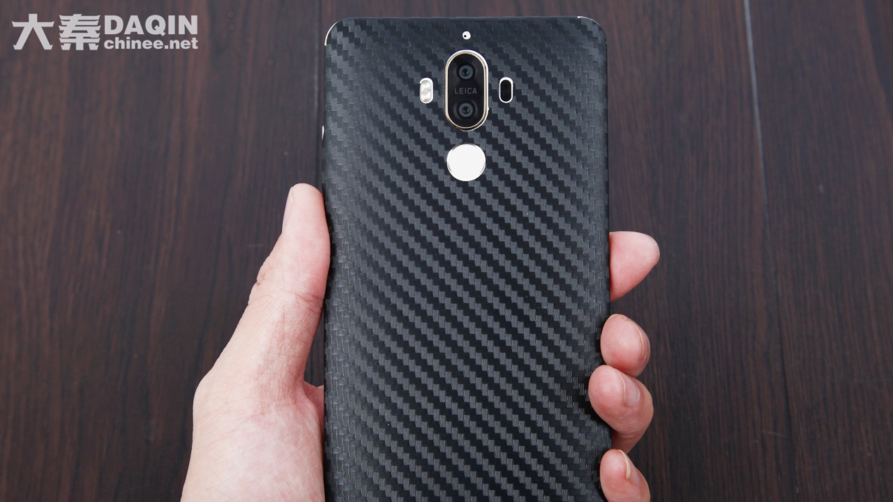 Huawei Mate 9 Carbon fiber skin review - Black & Orange - Made by DAQIN mobile case machine