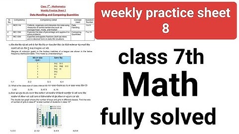 7th class math weekly practice sheet 8, Full solved, competency enhancement plan