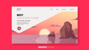 Illustrator Tutorial: Summer Vacation UI Landing Page Design in Illustrator 2021 | GrapicOcean