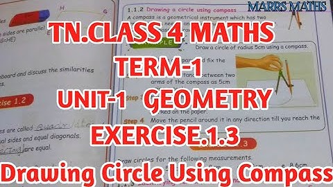 TN class 4 maths chapter 1 geometry/exercise.1.3/circles drawing/marrs maths