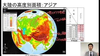 【高校地理】2-1. 地球のすがた（大陸の高度別面積割合） | 2.世界の地形