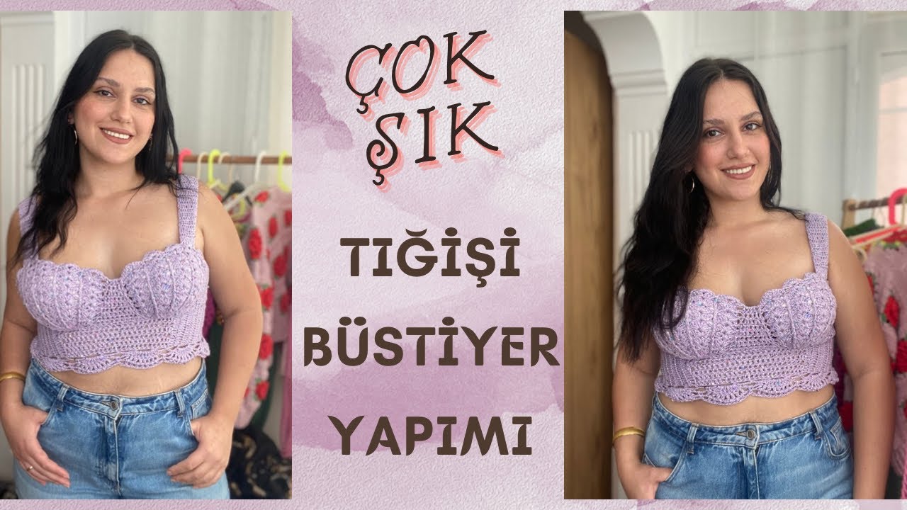 ÇOK ŞIK MİDYE BÜSTİYER YAPIMI!-PART 1- YAZLIK TIĞİŞİ CROP TARİFİ!KOLAY ÖRGÜ BÜSTİYER NASIL YAPILIR?