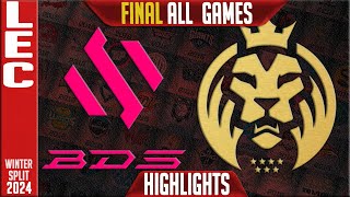 BDS vs MDK Highlights ALL GAMES | LEC Winter 2024 Playoffs Lower FINAL | Team BDS vs Mad Lions KOI