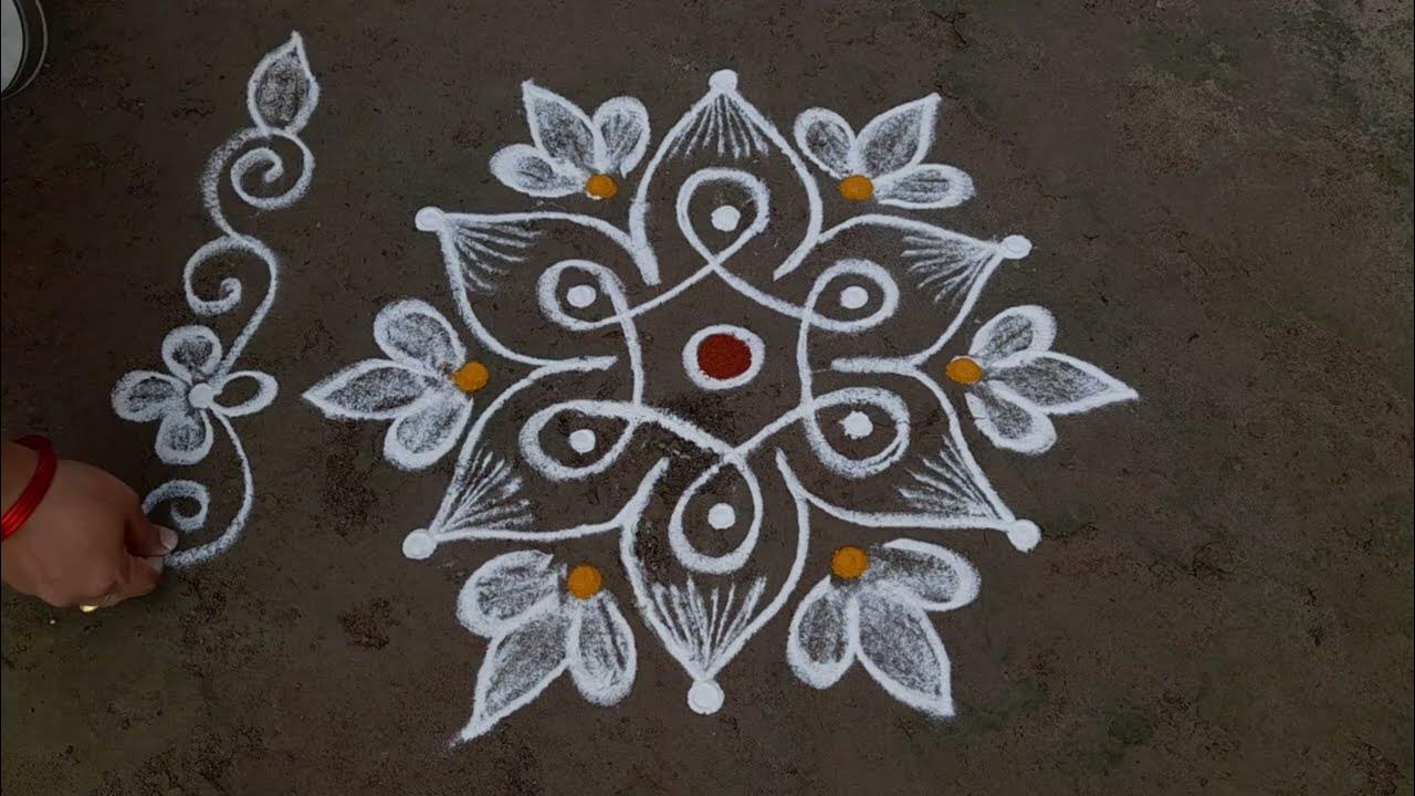 simple and easy rangoli design 3*2dots small beautiful kolam daily ...