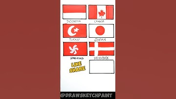 All Red and White Countries Flags Drawing #flags #shorts #drawingshorts