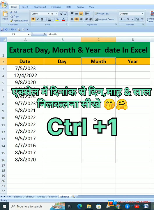 Extract day months year date in excel shorts excelformula 