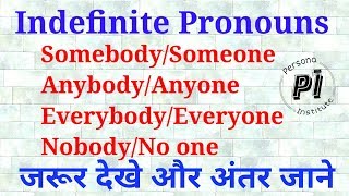 SOMEBODY, ANYBODY, EVERYBODY, NOBODY के बीच अन्तर को सीखें