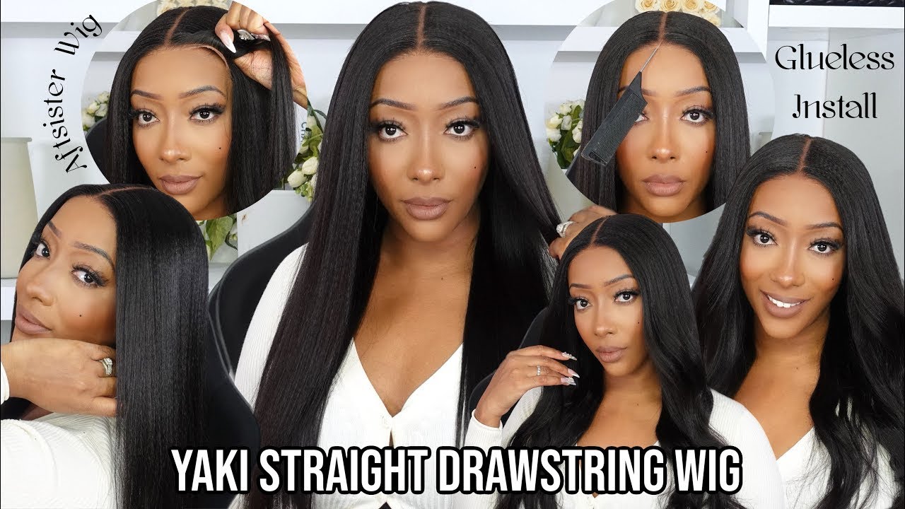 completely glueless wig for beginners 3d dome cap drawstring yaki straight afsisterwig