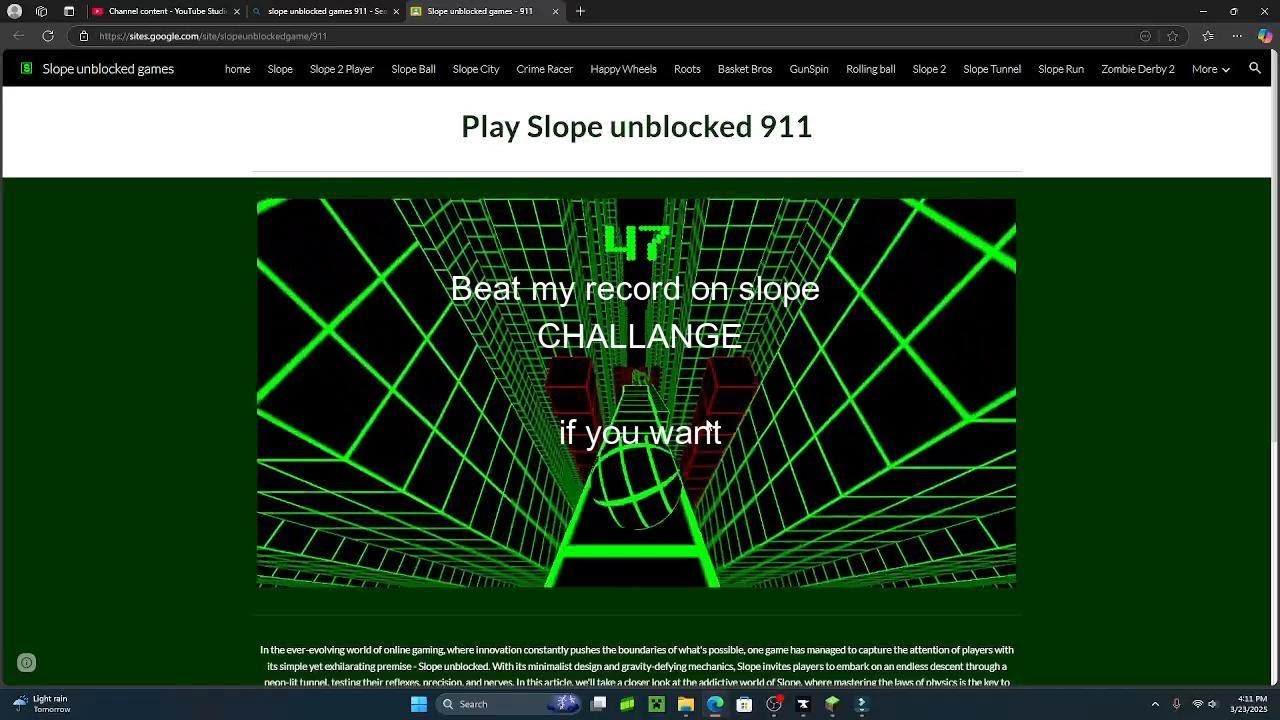 Challange: beat my record on slope - YouTube