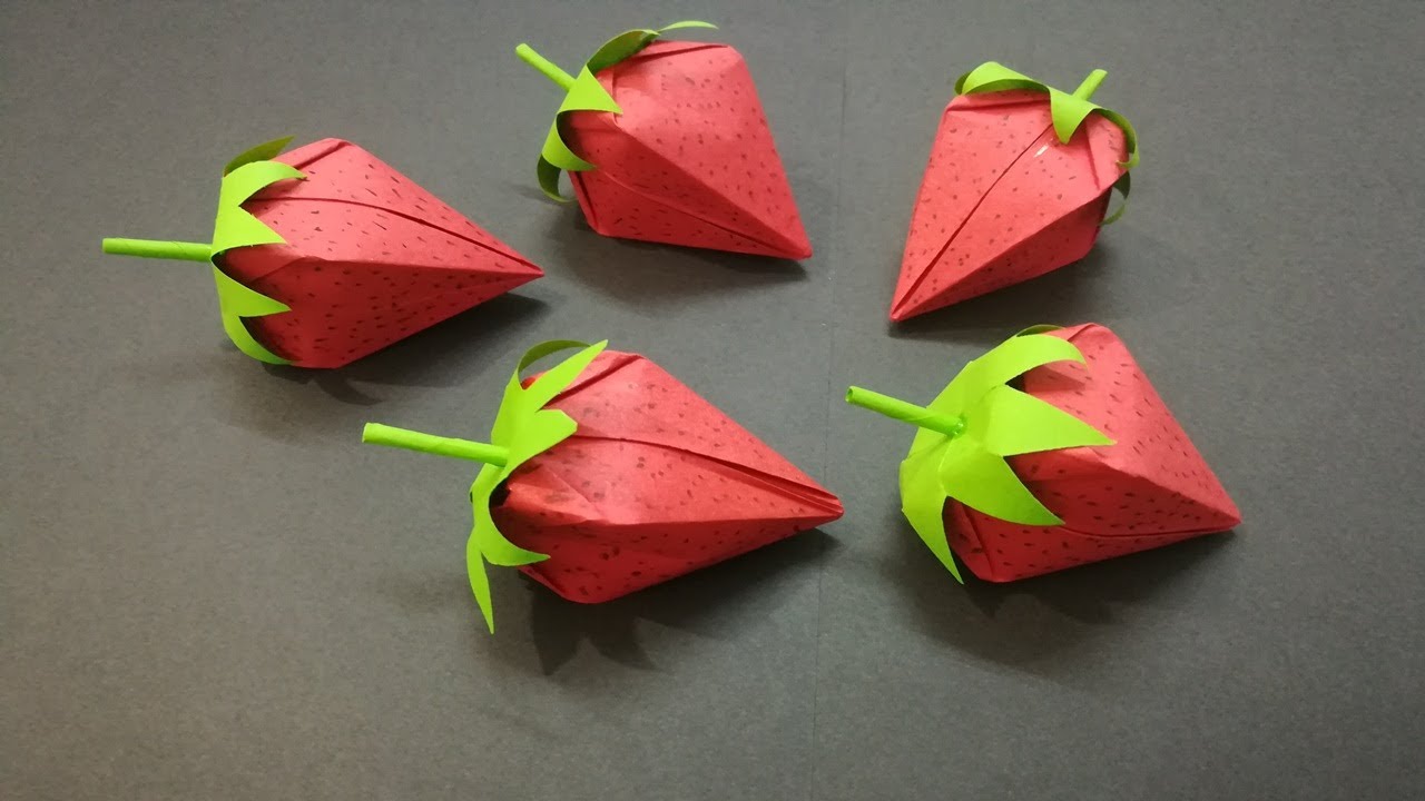 折り紙で作る いちご の折り方 How To Fold Strawberry Made With Origami Diy Strawberry Youtube