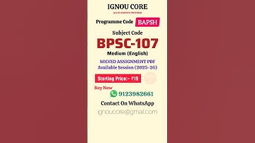 BPSC 107 Solved Assignment PDF 2025-26 in English, BAPSH program BPSC-107 Solved assignments
