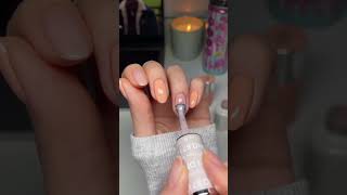 Square to Almond transformation in 13 sec! 🍑✨Soft peach+ nude=👇@the7wonder29 | YT: Nail Art by  mona