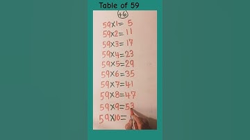 Table of 59 #math trick #shots