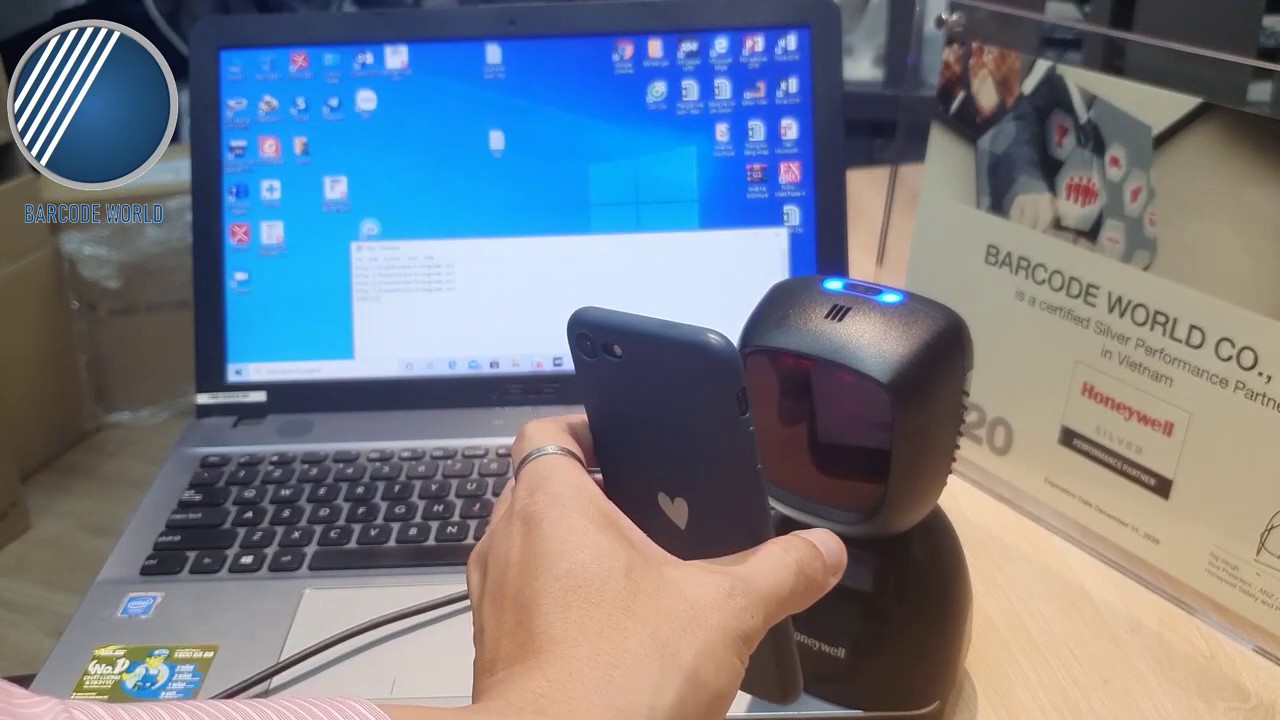 REVIEW MÁY QUÉT MÃ VẠCH ĐỂ BÀN HONEYWELL HF600 CHÍNH... - youtube