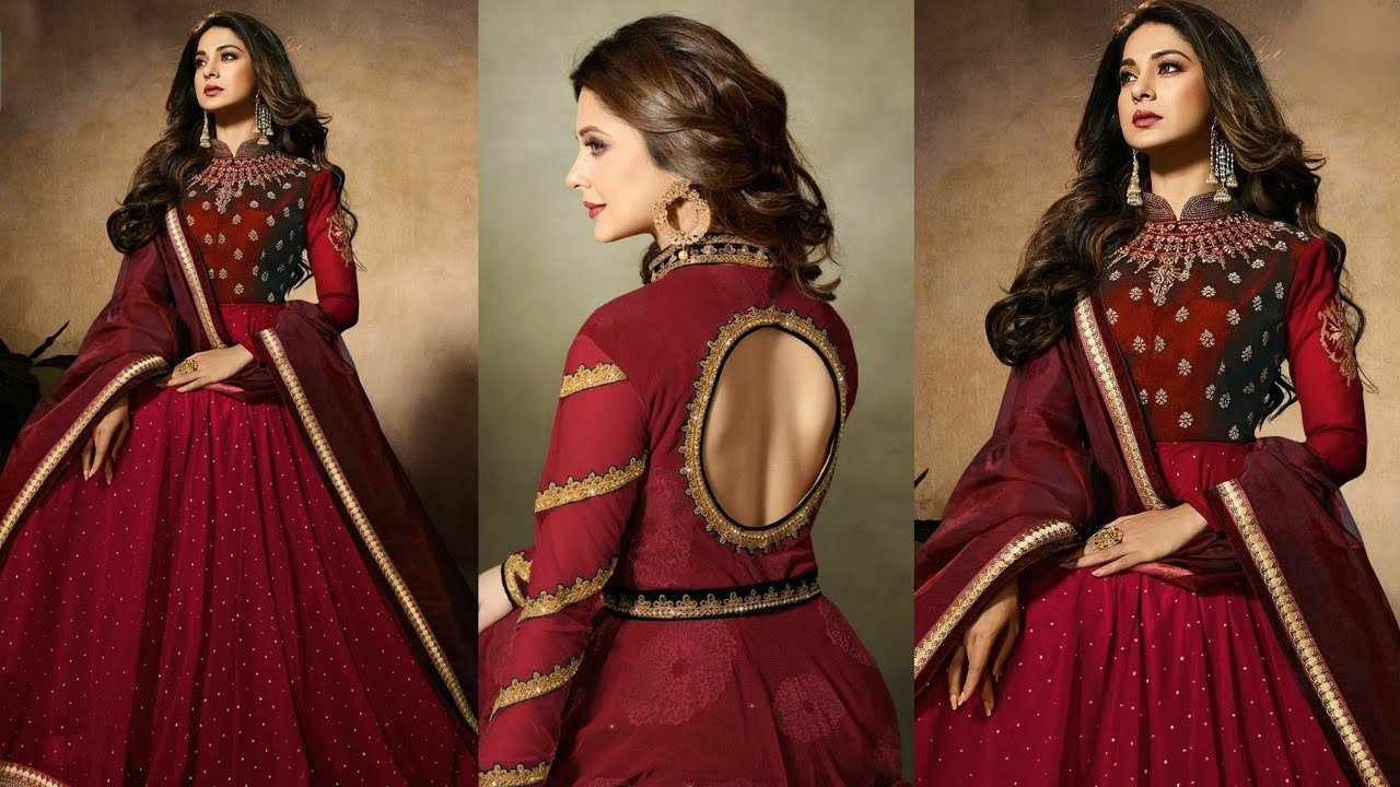 Designer silk anarkali suit designs | Jennifer Winget inspired look | anarkali dress | #Lookstylish