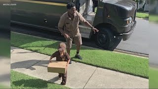 SO CUTE! Boy dresses up, helps UPS driver deliver packages