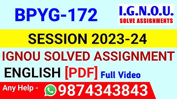 BPYG 172 Solved Assignment 2023-24 English, BPYG 172 Solved Assignment 23-24, BPYG-172 Assignment