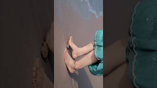 Beautiful Traditional Anklets Feet In Saree At Beach
