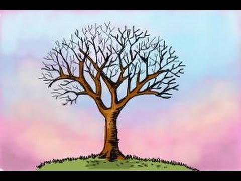 How to draw a tree without leaves - YouTube