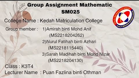 Group Assignment Mathematics SM025