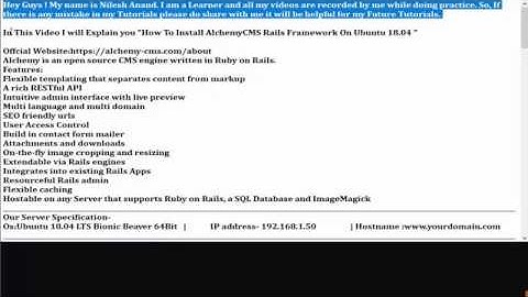 How To Setup AlchemyCMS On Ubuntu 18.04