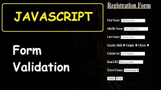 How to create Registration form with validation using JavaScript | Form Validation