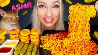 Asmr Eating Nuclear Fire Noodles Challenge 2X Spicy Chicken Nuggets Crunchy Pickle Mukbang 먹방