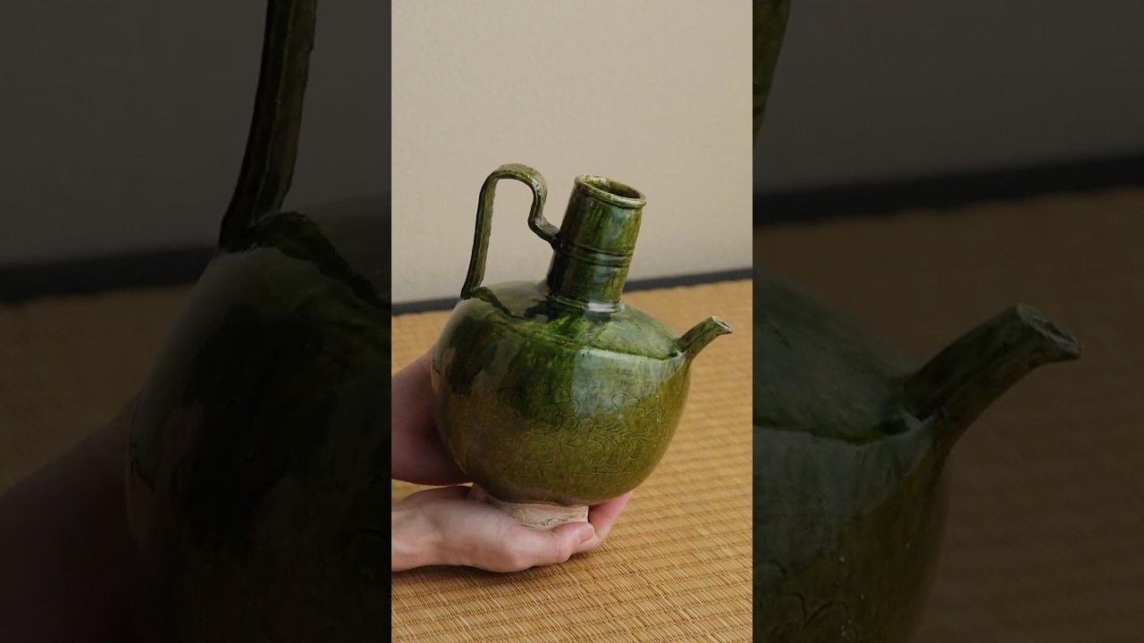 遼緑釉刻花水注 | 遼時代 | 中国 #販売作品 #shorts #骨董 #古美術